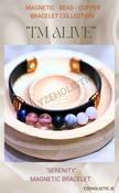 Bracelet Copper "SERENITY" Healing Minerals Magnetic with Natural Stone Crystals image