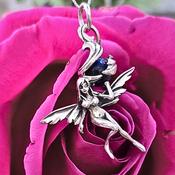 Fairy and Sphere 925 Sterling Silver Necklace Pendant Handmade image