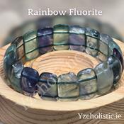 Rainbow Fluorite Crystal Bracelet Rectangular Shape Bead ± 20mm image