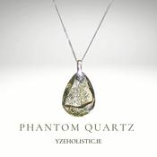 PHANTOM QUARTZ CRYSTAL 925 STERLING SILVER PENDANT AMULET image