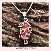 Aurora Opal Cabochon Crystal 925 Sterling Silver Pendant Necklace image