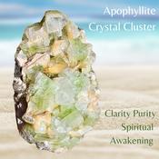 Green Apophyllite Cluster Crystal Geode with Green Chlorapatite and Pink Tourmaline infusions image