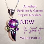 Amethyst Garnet Peridot and Morganite Crystal Pendant Necklace 925 Sterling Silver image