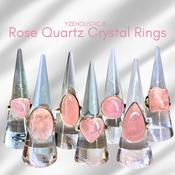 Rose Quartz Crystal Ring 925 Sterling Silver image