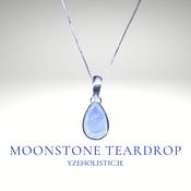 Moonstone Teardrop Necklace Crystal Pendant 925 Sterling Silver image