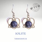 Iolite Natural Stone Earrings 925 Sterling Silver Heart Shape image