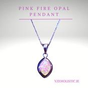 Pink Fire Opal Crystal Oval Drop Shape Neckless 925 Sterling Silver image