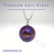 16" Necklace Titanium Aura Druzy Sphere (Purple, Blue) image