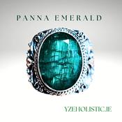 PANNA EMERALD GENUINE STONE RING 925 STERLING SILVER image