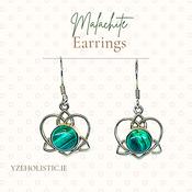 Malachite Earrings "Euphoria" Genuine Stone Crystal Collection image