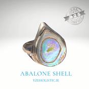 Abalone Shell 925 Sterling Silver Ring Natural Stone White Rainbow Pearl Jewellery image