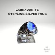 Labradorite Crystal Ring 925 Sterling Silver image