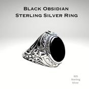 Black Obsidian 925 Sterling Silver Ring image