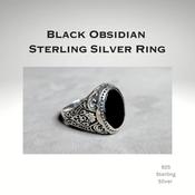Black Obsidian 925 Sterling Silver Ring image