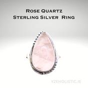 Rose Quartz Ring Crystal 925 Sterling Silver image