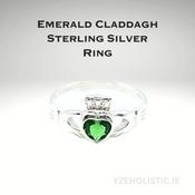 Claddagh Emerald 925 Sterling Silver Ring image