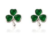 Emerald Crystal Lucky Clover 925 Sterling Silver Earrings image