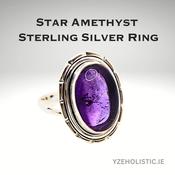 Star Amethyst Crystal 925 Sterling Silver Ring Medium image