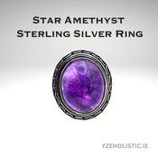 Amethyst Crystal 925 Sterling Silver Oval Ring Large image