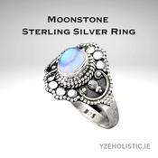 MOONSTONE CRYSTAL RING OVAL SHAPE 925 STERLING SILVER image