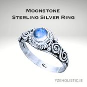 MOONSTONE ROUND RING STYLE 925 STERLING SILVER image