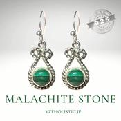 Malachite Gemstone Earrings 925 Sterling Silver Natural Stone image