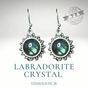Labradorite Crystal 925 Sterling Silver Earrings Round image