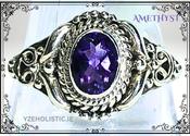 Amethyst Crystal Oval Ring 925 Sterling Silver image