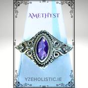 Amethyst Crystal Marquise Ring 925 Sterling Silver image