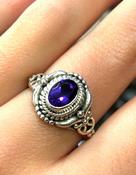 Amethyst Crystal Oval Ring 925 Sterling Silver image