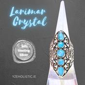 Larimar Crystal Ring - Larimar Gemstone AAA Grade, Genuine Natural 925 Sterling Silver image