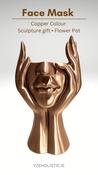 Copper Colour Face Mask Figurine Flower Pot Ornament Gift Stand Resin image