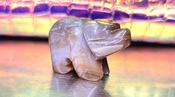 Bear Stone Carving Cartoon Character Animal Crystal Figurine Crazy Lace Agate Rainbow image