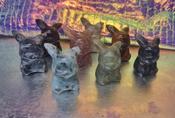 Pikachu "Pokemon" Character Stone Carvings L with Wooden Treasure Box image