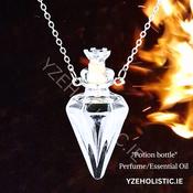 Clear Crystal Essential Oil / Perfume " Potion Bottle " Necklace Pendant image