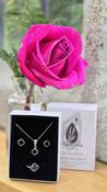 Cross Lucky Clover Leaf Jewellery 925 Sterling Silver Black Obsidian 3 Piece Jewellery Set image