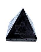 Black Obsidian Crystal 4 Sided Bio Geometry Symbols Pyramid All level protection Large