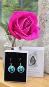 Turquoise Silver Flower Leaf Earrings image