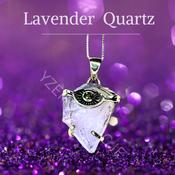 Lavender Quartz Moldavite Evil Eye Necklace Pendant 925 Sterling Silver image