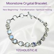 Moonstone Crystal Bracelet Teardrop Style 925 Sterling Silver Chain Link Adjustable image