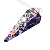 Amethyst Pendulum 7 Seven Chakra Crystal Natural Stone image