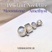 Moonstone Amethyst Pendant Natural Stone Crystal Necklace Pendant image