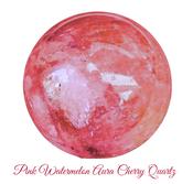 Aura Watermelon Pink Cherry Quartz Crystal Sphere  Natural  Stone image