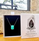 Amazonite Teal Rectangular Shape Green Amulet 925 Sterling silver Pendant Crystal Necklace image