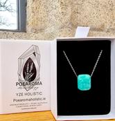 Amazonite Teal Rectangular Shape Green Amulet Necklace Necklace 925 Sterling silver Pendant Crystal Necklace image