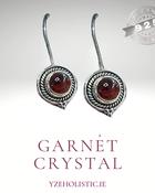 Garnet Gemstone Crystal Earrings 925 Sterling Silver Vintage image