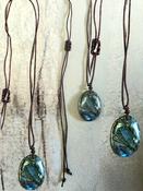 Labradorite Crystal Necklace Brown Rope ±22" image
