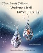 Abalone Shell Vintage Sterling Silver Crystal Earrings image