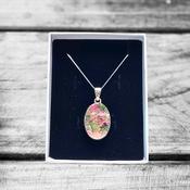 DRUZY RHODOCHROSITE  OVAL 925 STERLING SILVER PENDANT NECKLACE  image