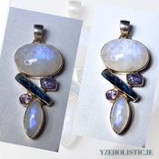 Moonstone Kyanite Tanzanite Morganite Pendant Natural Stone Crystal Necklace Pendant 925 Sterling Silver image
